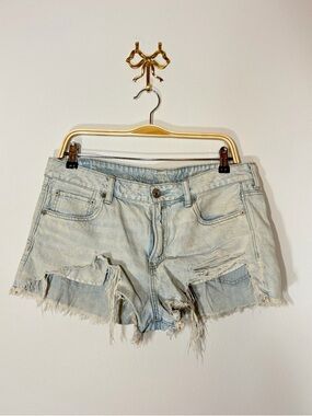 American Eagle Outfitters Light Blue Distressed Denim Cutoff Shorts